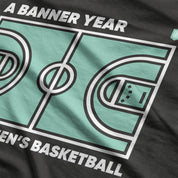 Close-up of seafoam and black Common Court women’s basketball shirt by Banner Year